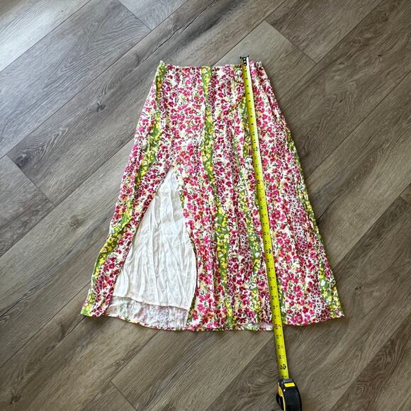 MAEVE BY ANTHROPOLOGIE Women's Floral Side-Slit Midi Skirt Size 0 In Pink Combo - Picture 6 of 9